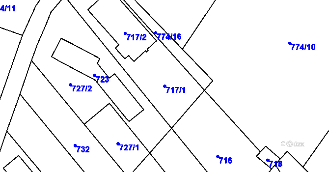 Parcela st. 717/1 v KÚ Velká Bystřice, Katastrální mapa