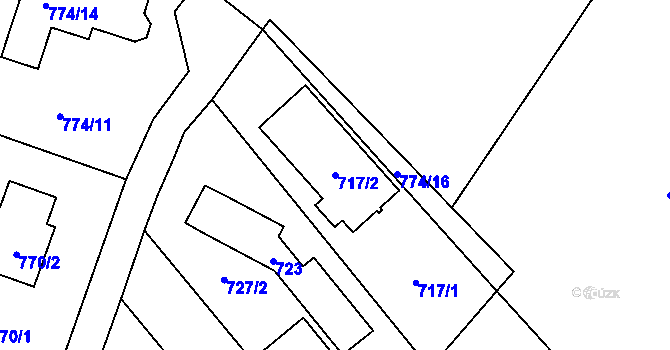 Parcela st. 717/2 v KÚ Velká Bystřice, Katastrální mapa