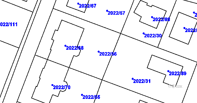 Parcela st. 2022/56 v KÚ Velká Bystřice, Katastrální mapa