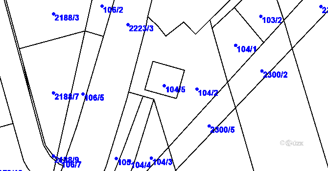 Parcela st. 104/5 v KÚ Velká Bystřice, Katastrální mapa