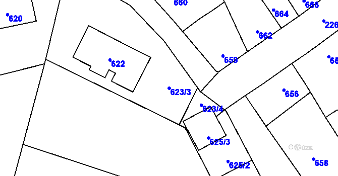 Parcela st. 623/3 v KÚ Velká Bystřice, Katastrální mapa