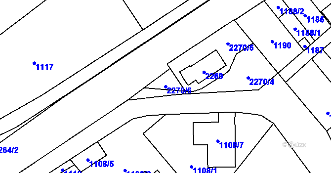Parcela st. 2270/6 v KÚ Velká Bystřice, Katastrální mapa