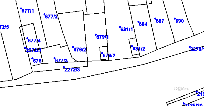Parcela st. 679/2 v KÚ Velká Bystřice, Katastrální mapa