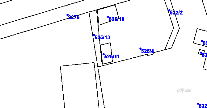 Parcela st. 525/11 v KÚ Velká Bystřice, Katastrální mapa