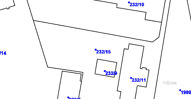 Parcela st. 232/15 v KÚ Velká Bystřice, Katastrální mapa