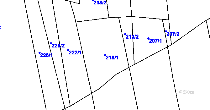 Parcela st. 218/1 v KÚ Velká Bystřice, Katastrální mapa