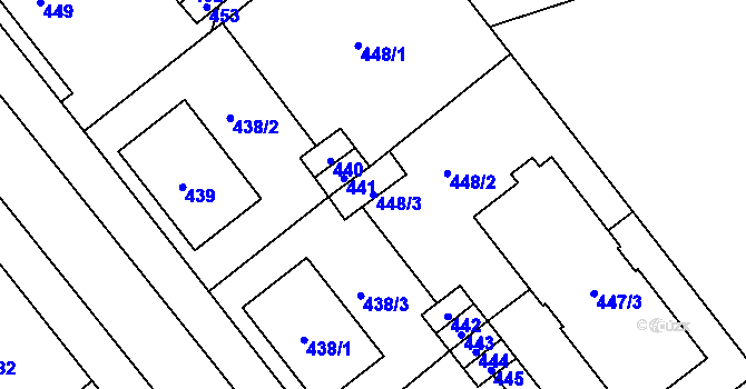 Parcela st. 448/3 v KÚ Velká Bystřice, Katastrální mapa