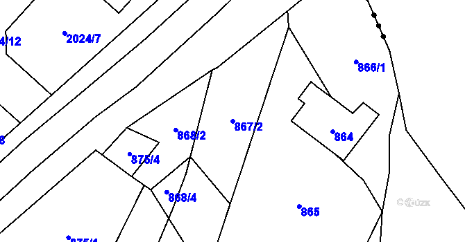 Parcela st. 867/2 v KÚ Velká Bystřice, Katastrální mapa