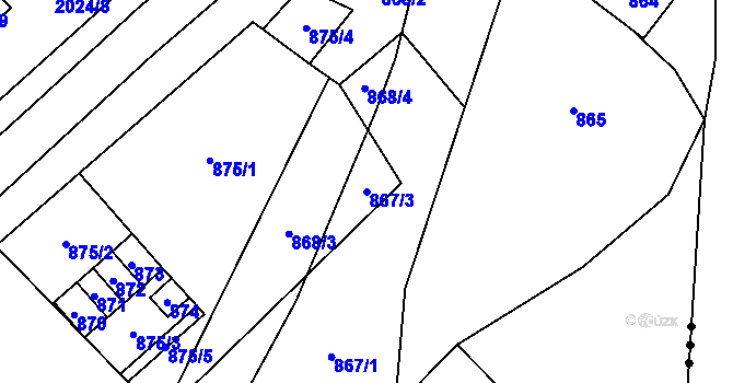 Parcela st. 867/3 v KÚ Velká Bystřice, Katastrální mapa