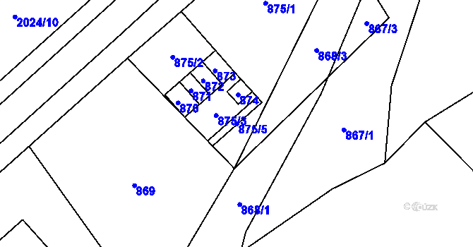 Parcela st. 875/5 v KÚ Velká Bystřice, Katastrální mapa