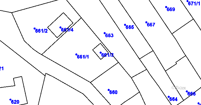 Parcela st. 661/3 v KÚ Velká Bystřice, Katastrální mapa
