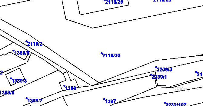 Parcela st. 2118/30 v KÚ Velká Bystřice, Katastrální mapa