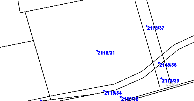 Parcela st. 2118/31 v KÚ Velká Bystřice, Katastrální mapa