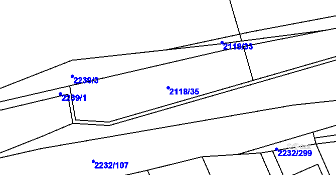 Parcela st. 2118/35 v KÚ Velká Bystřice, Katastrální mapa