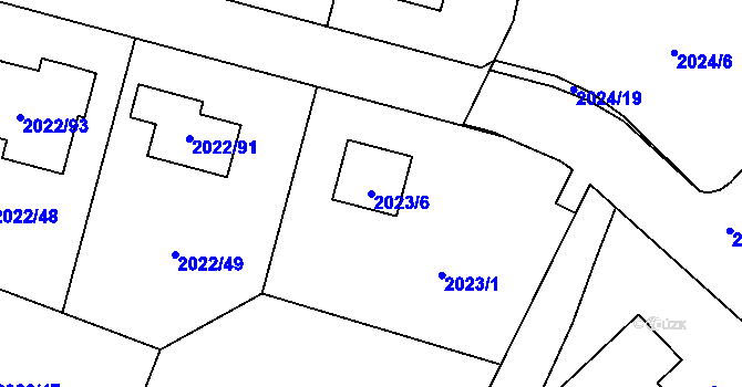 Parcela st. 2023/6 v KÚ Velká Bystřice, Katastrální mapa
