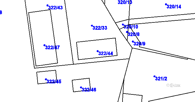 Parcela st. 322/44 v KÚ Velká Bystřice, Katastrální mapa