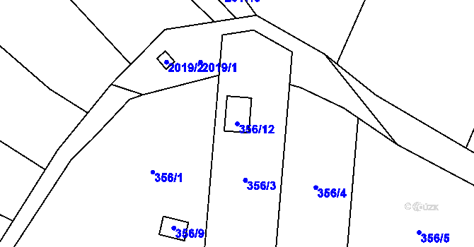 Parcela st. 356/12 v KÚ Velká Bystřice, Katastrální mapa
