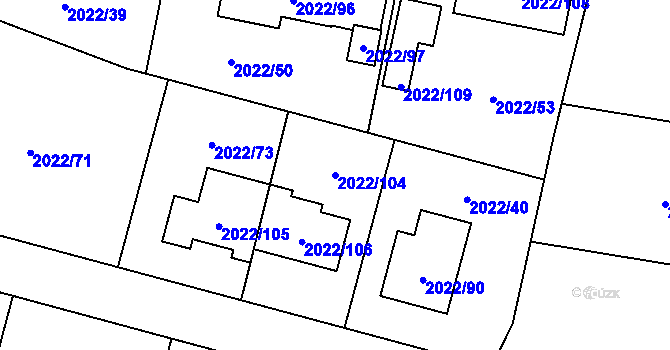 Parcela st. 2022/104 v KÚ Velká Bystřice, Katastrální mapa