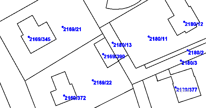 Parcela st. 2169/390 v KÚ Velká Bystřice, Katastrální mapa