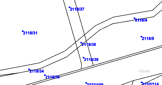Parcela st. 2118/38 v KÚ Velká Bystřice, Katastrální mapa