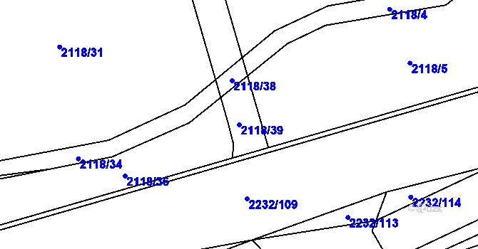 Parcela st. 2118/39 v KÚ Velká Bystřice, Katastrální mapa