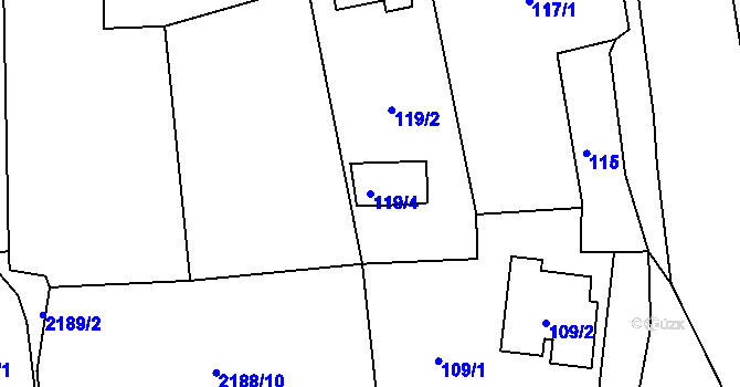 Parcela st. 119/4 v KÚ Velká Bystřice, Katastrální mapa