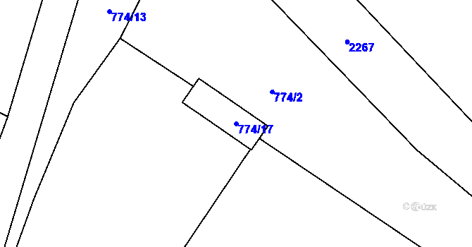 Parcela st. 774/17 v KÚ Velká Bystřice, Katastrální mapa