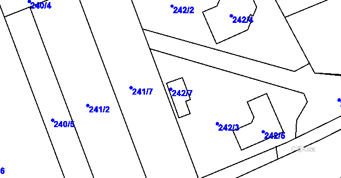 Parcela st. 242/7 v KÚ Velká Bystřice, Katastrální mapa