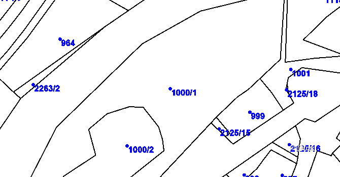 Parcela st. 1000/1 v KÚ Velká Bystřice, Katastrální mapa