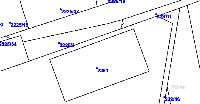 Parcela st. 232/17 v KÚ Velká Bystřice, Katastrální mapa