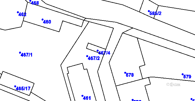 Parcela st. 467/4 v KÚ Velká Bystřice, Katastrální mapa