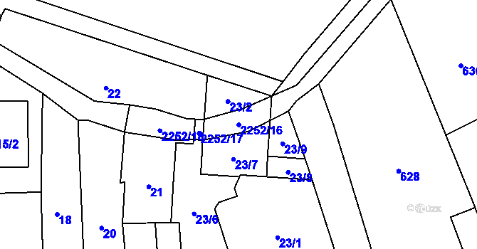 Parcela st. 2252/16 v KÚ Velká Bystřice, Katastrální mapa