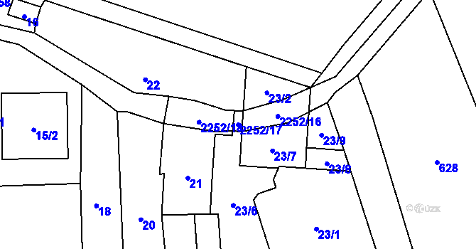 Parcela st. 2252/17 v KÚ Velká Bystřice, Katastrální mapa