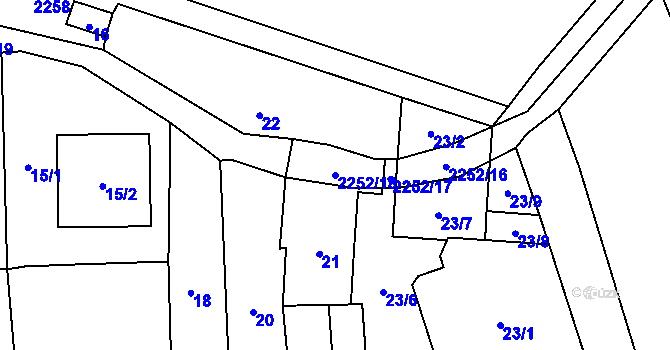 Parcela st. 2252/18 v KÚ Velká Bystřice, Katastrální mapa