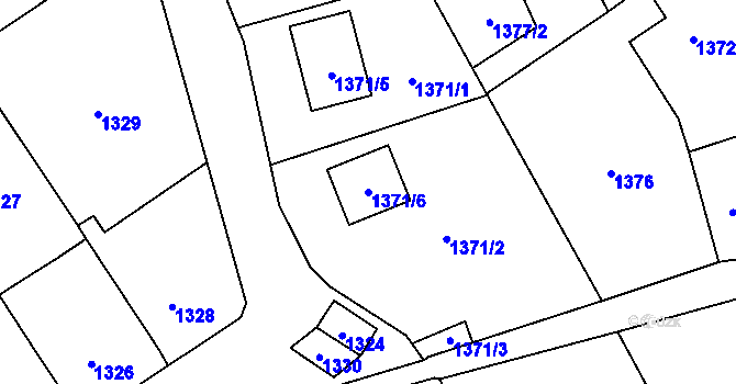 Parcela st. 1371/6 v KÚ Velká Bystřice, Katastrální mapa