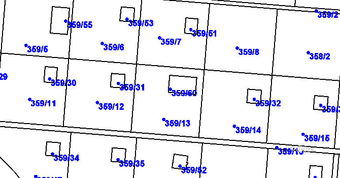 Parcela st. 359/60 v KÚ Velká Bystřice, Katastrální mapa