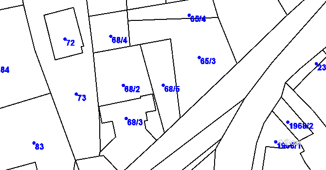 Parcela st. 68/5 v KÚ Velká Bystřice, Katastrální mapa
