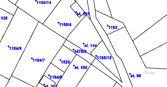Parcela st. 144 v KÚ Velká Černoc, Katastrální mapa