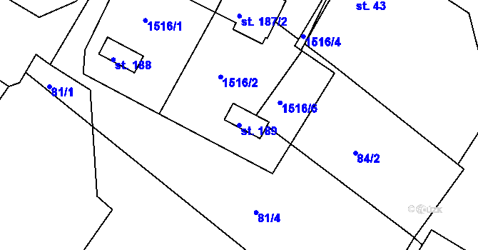 Parcela st. 189 v KÚ Velká Černoc, Katastrální mapa