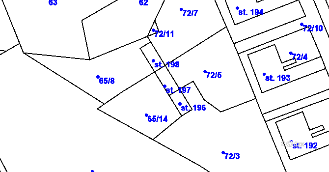 Parcela st. 197 v KÚ Velká Černoc, Katastrální mapa