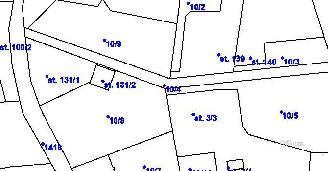 Parcela st. 10/4 v KÚ Velká Černoc, Katastrální mapa