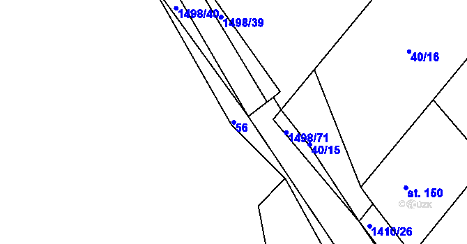 Parcela st. 56 v KÚ Velká Černoc, Katastrální mapa
