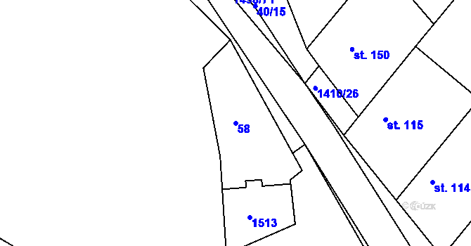 Parcela st. 58 v KÚ Velká Černoc, Katastrální mapa