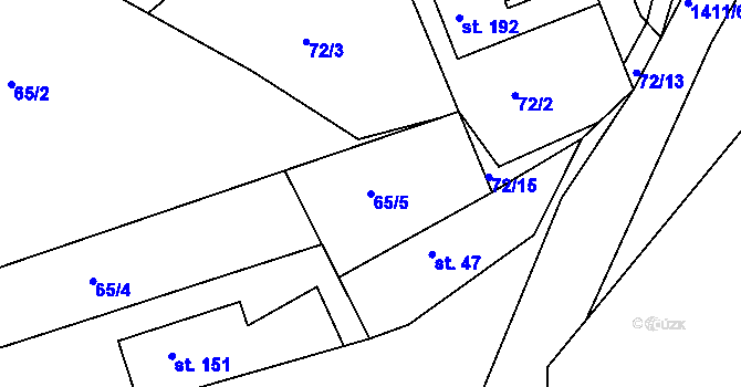 Parcela st. 65/5 v KÚ Velká Černoc, Katastrální mapa