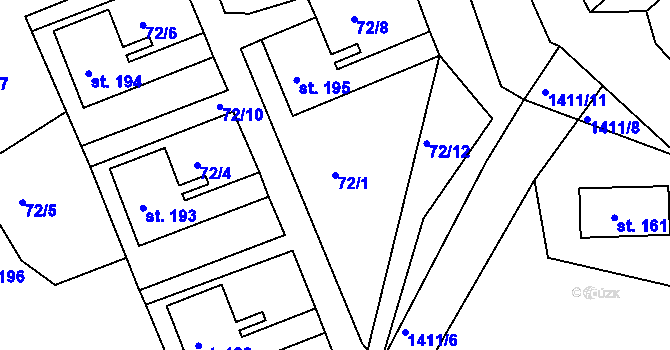 Parcela st. 72/1 v KÚ Velká Černoc, Katastrální mapa