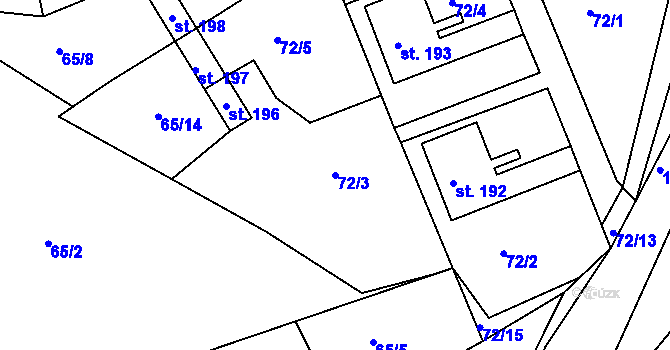 Parcela st. 72/3 v KÚ Velká Černoc, Katastrální mapa