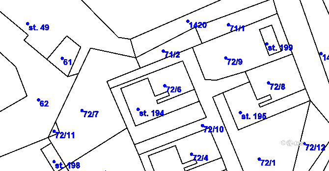 Parcela st. 72/6 v KÚ Velká Černoc, Katastrální mapa