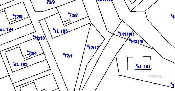 Parcela st. 72/12 v KÚ Velká Černoc, Katastrální mapa