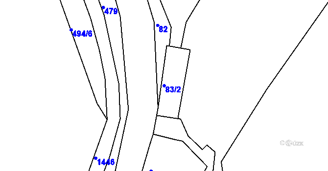 Parcela st. 83/2 v KÚ Velká Černoc, Katastrální mapa