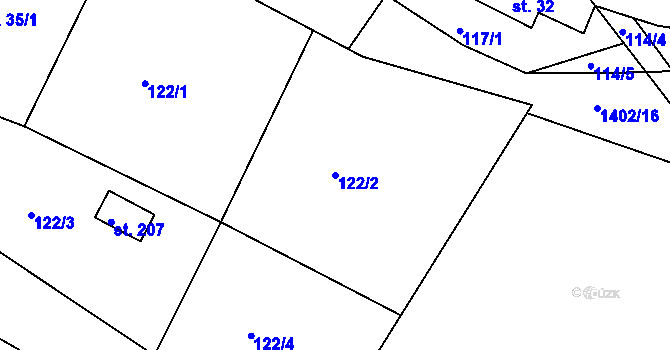 Parcela st. 122/2 v KÚ Velká Černoc, Katastrální mapa